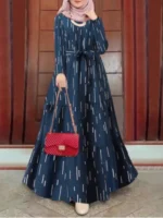 Eid Muslim Abaya for Women Print Dress Jalabiya Lace Up Saudi Arab Long Robe Ramadan Morocco Dubai Abayas Kaftan Islam Vestidos - Image 6