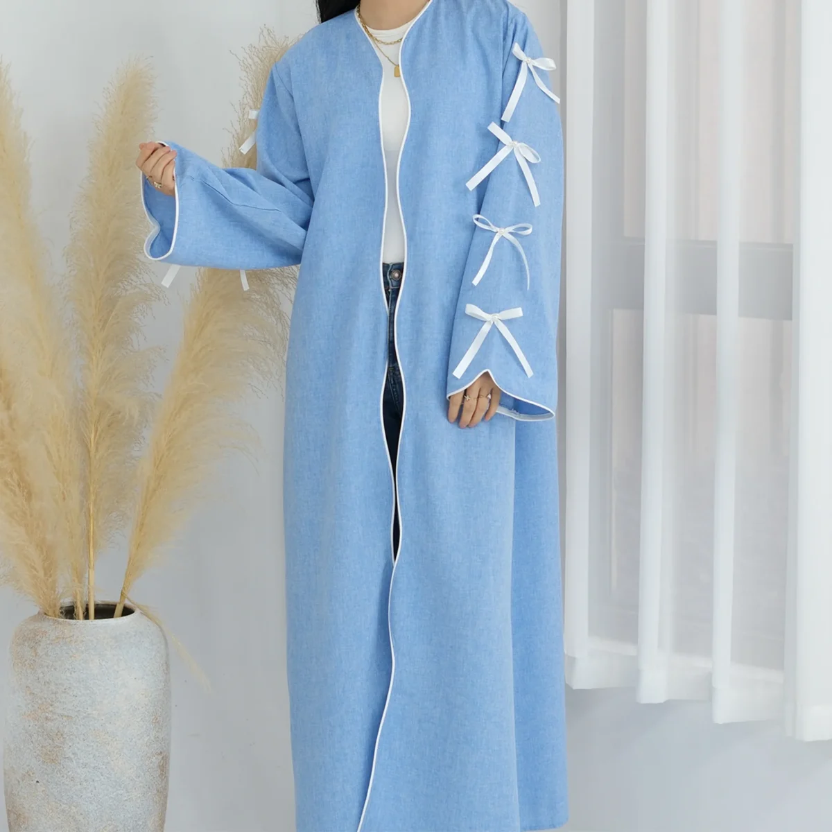 Ramadan Arab Long Robe Muslim Abaya for Women Party Dresses Bow Jalabiya Morocco Saudi Vestidos Dubai Kaftan Islam Eid Abayas - Image 4