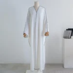 Muslim Out Open Front Abaya Cardigan Smocking Sleeve One-piece Prayer Women Jilbab Islamic Clothing Dubai Saudi Robe Turkish - Image 4