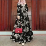 Ramadan Morocco Dubai Abayas for Women Print Dress Jalabiya Sashes Lace Up Eid Muslim Islam Vestidos Kaftan Saudi Arab Long Robe - Image 5